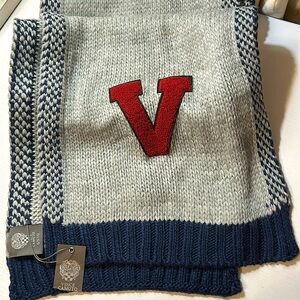NWT unisex Vince Camuto thick knit scarf blue gray red extra long